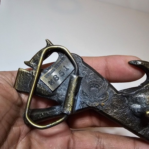 Vintage The Great American Buckle Company  Saw Hammer Level Brass Belt Buckle - Picture 8 of 10